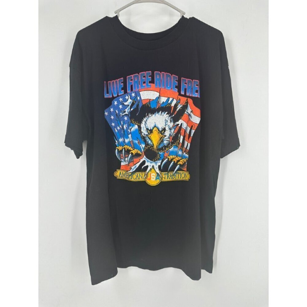 Lexington Men's Live Free Ride Free American USA Tradition 1999 Tshirt XL